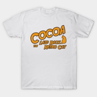 Cocoa the Laid Back Retro Cat - Text Design T-Shirt